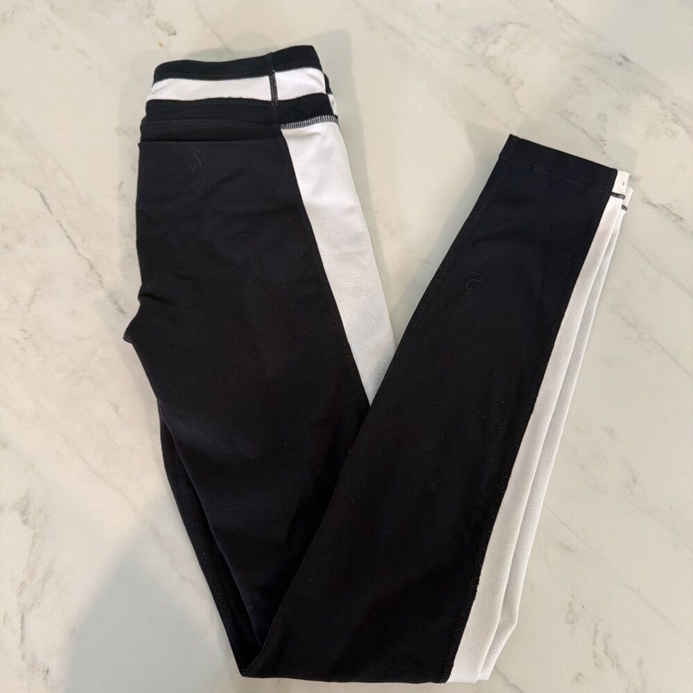 Athleta Girl Finish Line Tights Black White 12 Sporty Athleisure